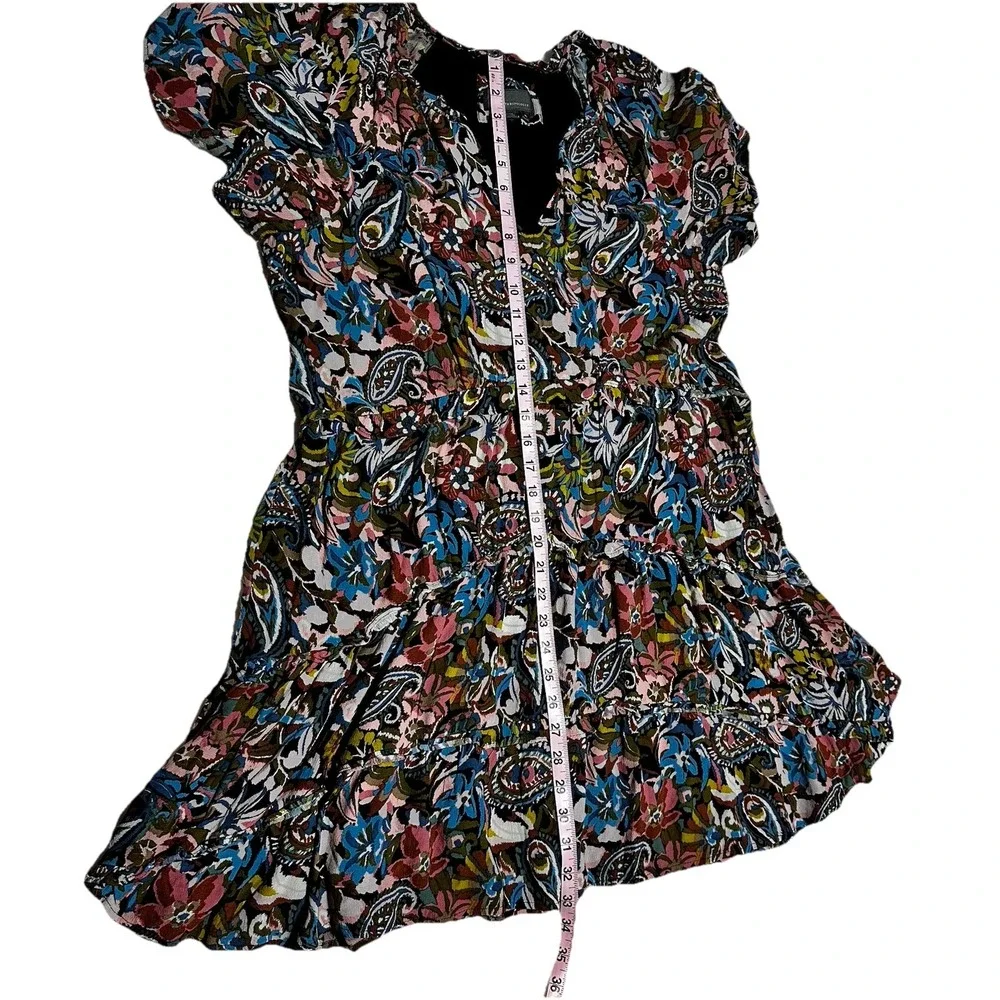 Anthropologie Floral Paisley Mini Dress in Black, Blue, Pink, Olive - Picture 10 of 11
